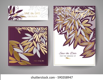 Laser Cut Card. Vector design laser cut template. Floral ornament, leaves.
