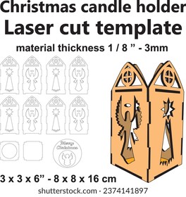 Laser cut Christmas candle holder home decor ornament woodwork diy crafts