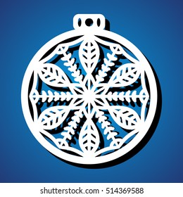 Laser cut christmas decoration vector design. Merry Christmas decoration for xmas tree. X-mas symbol for paper cutting, wood carving and christmas decorations. Christmas tree balls.