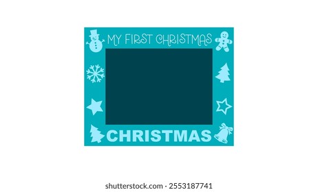 Laser cut Christmas photo frame. Paper cut template. 