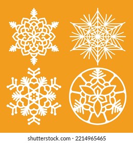 laser cut christmas snow flakes vector set