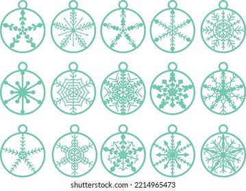 laser cut christmas snow flakes vector set