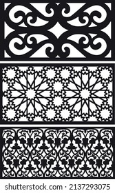 puertas de decoración de corte láser, diseño de patrones de ventanas geométrico,motivos florales abstractos vectoriales material 