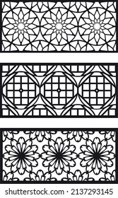 puertas de decoración de corte láser, diseño de patrones de ventanas geométrico,motivos florales abstractos vectoriales material 
