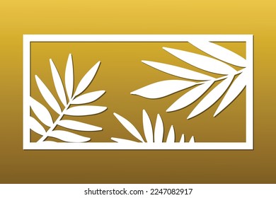 Laser cut. Decorative card for cutting. Ratio 2:3. Vector illustration of a laser cutting, plotter cutting, cutting dies and screen printing. Leaves foliage pattern.