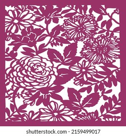 Laser cut decorative panel set with lace pattern, square templates.