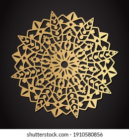 Laser Cut Design. Template For Paper Or Machine Cutting With Decorative Mandala. Vector Illustration.