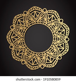 Laser cut design. Template for paper or machine cutting with mandala monogram. Vector illustration.