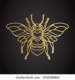 Laser cut design. Template for paper or machine cutting with bee. Vector illustration.