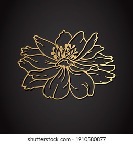 Laser cut design. Template for paper or machine cutting with marigold flower. Vector illustration.