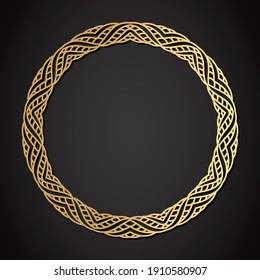 Laser cut design. Template for paper or machine cutting with Celtic rope round frame. Vector illustration.