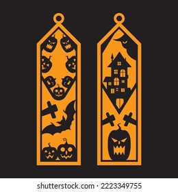 laser cut Die and decorative panel halloween bookmark patterns.