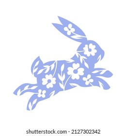Laser cut Easter bunny rabbit with floral pattern for cutting