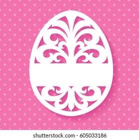 Laser cut Easter egg with floral pattern. Template for greeting cards, tags, invitations, interior elements. Vector paper cutting ornamental panel.