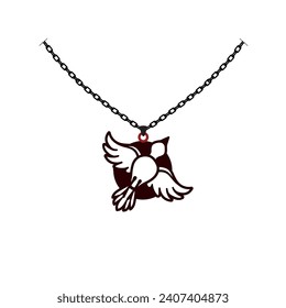 archivo de corte láser, ilustración vectorial en blanco y negro de un pájaro volador. collar