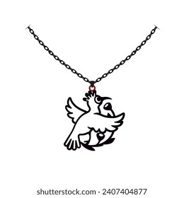 laser cut file, black and white vector illustration of a flying bird. necklace