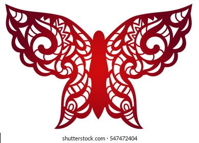 Laser cut flower butterfly pattern for decorative panel. Vector template ready for printing, postcards packets, wedding invitation, engraving, paper, wood, metal.