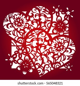 Laser cut flower pattern for decorative panel. Vector template ready for printing, postcards packets, wedding invitation, engraving, paper, wood, metal.Valentins holiday