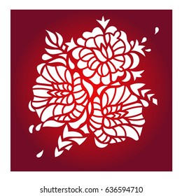 Laser cut flower pattern for decorative panel. Vector template ready for printing, postcards packets, wedding invitation, wood, engraving, paper,metal.
