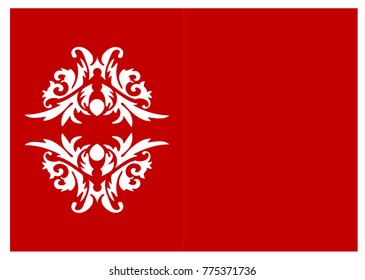 Laser cut flower template for envelope. Vector ready for printing, postcards packets, wedding invitation, engraving. Classical flower ornament.