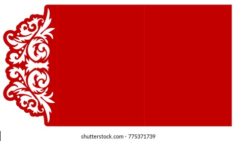 Laser cut flower template for envelope. Vector ready for printing, postcards packets, wedding invitation, engraving. Classical flower ornament.