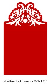 Laser cut flower template for envelope. Vector ready for printing, postcards packets, wedding invitation, engraving. Classical flower ornament.