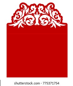 Laser cut flower template for envelope. Vector ready for printing, postcards packets, wedding invitation, engraving. Classical flower ornament.