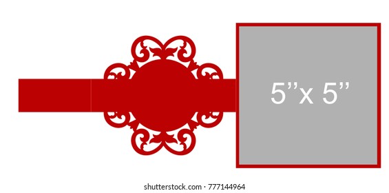 Laser cut flower template for envelope. Vector ready for printing, postcards packets, wedding invitation, engraving. Classical flower ornament.
