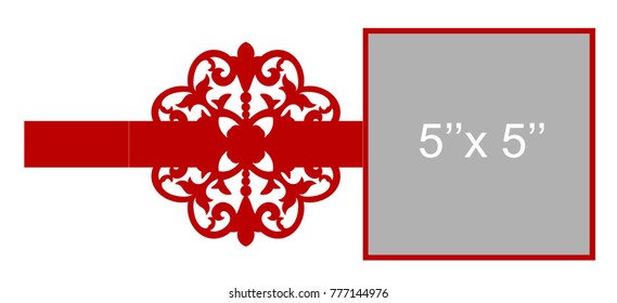 Laser cut flower template for envelope. Vector ready for printing, postcards packets, wedding invitation, engraving. Classical flower ornament.
