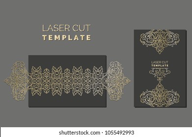 Laser cut gate door fold card. Wedding invitation envelope.