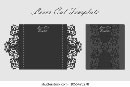 Laser cut gate door fold card. Wedding invitation envelope.