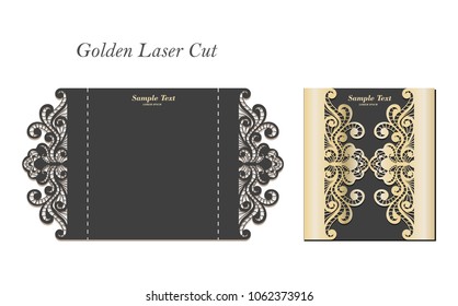 Laser Cut Gate Door Fold Card. Wedding Invitation Envelope.