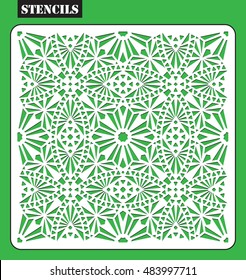 Laser cut geometric template. Stencil art design. Template pattern for decorative panel. 