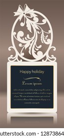 Laser cut for greeting card, invitation, cardboard and paper badge. Card for wedding, romantic party, happy holiday. Vector illustration.