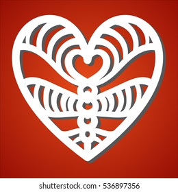 Laser cut heart  for paper cutting. Valentine's day and love symbol decoration. Paper heart for Valentine's day. Heart silhouette. Vector file for laser cutting, wood cutting and metal cutting