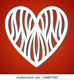 Laser cut heart  for paper cutting. Valentine's day and love symbol decoration. Paper heart for Valentine's day. Heart silhouette. Vector file for laser cutting, wood cutting and metal cutting