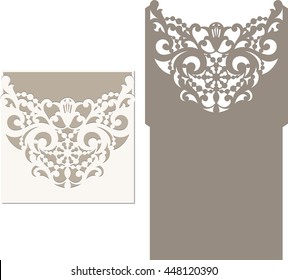 Laser Cut Invitation Card. Laser cutting pattern for invitation wedding card.