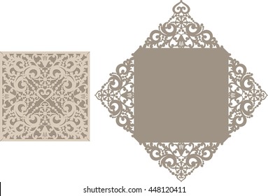 Laser Cut Invitation Card. Laser cutting pattern for invitation wedding card.