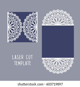 Laser cut invitation card template vector.