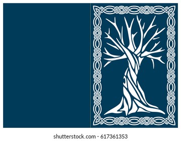 Laser cut invitation template. Die cutting tree paper card design. Decorative celtic tree of life.
