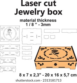 Laser cut Jewelry box gift box vector template woodwork diy crafts