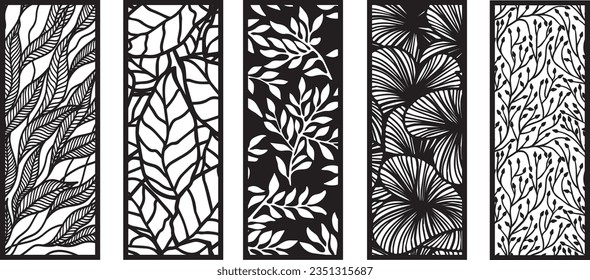 Laser cut leafs panel. room divider screens, paper craft, card background.