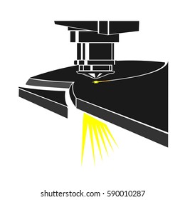 Laser cut machine cutting a metal sheet vector icon