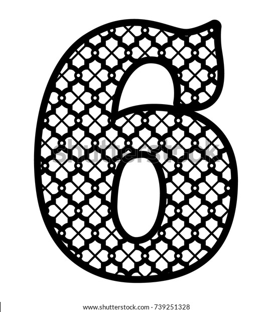 laser-cut-number-six-numeral-character-stock-vector-royalty-free