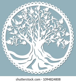 Laser cut, openwork christmas decoration, vector design. Laser cutting template tree. paper cutting. ball with lace pattern.