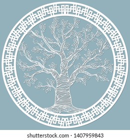 Laser cut, openwork christmas decoration, vector design. Laser cutting template tree. paper cutting. ball with lace pattern.