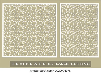 Laser cut ornamental panel, geometric pattern. Die cut card, cutout template for invitation, envelope. Suitable for printing, engraving, laser cutting paper, wood, metal, stencil manufacturing