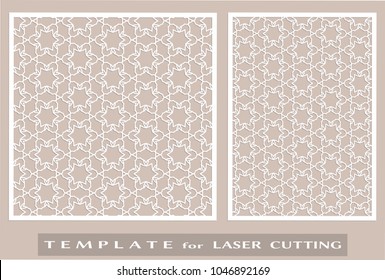 Laser cut ornamental panel, geometric pattern. Die cut card, cutout template for invitation, envelope. Suitable for printing, engraving, laser cutting paper, wood, metal, stencil manufacturing