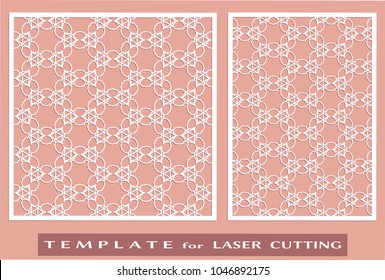Laser cut ornamental panel, geometric pattern. Die cut card, cutout template for invitation, envelope. Suitable for printing, engraving, laser cutting paper, wood, metal, stencil manufacturing