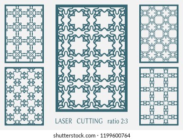 Laser cut ornamental panel, geometric pattern. Die cut card, cutout template for invitation, envelope. Suitable for printing, engraving, laser cutting paper, wood, metal, stencil manufacturing